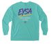 Cheer Mom, a Chalky Mint Comfort Colors Long Sleeve Pocket Tee (back-view)