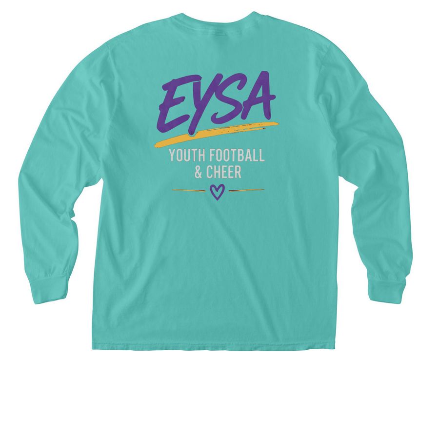 Cheer Mom, a Chalky Mint Comfort Colors Long Sleeve Pocket Tee (back-view)