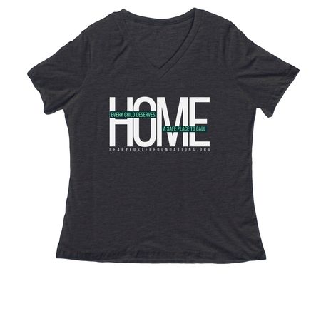 A Safe Place to Call Home, a Dark Grey Heather Women's Relaxed V-Neck Tee