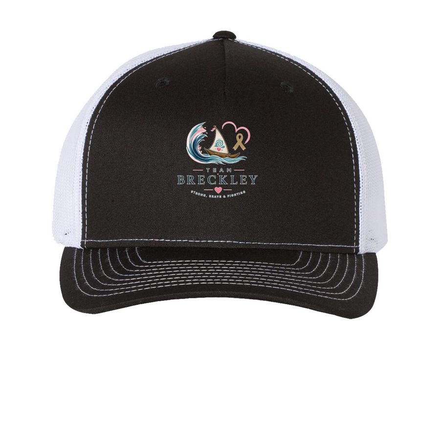 Hats, a Black/ White Printed Five-Panel Trucker Cap