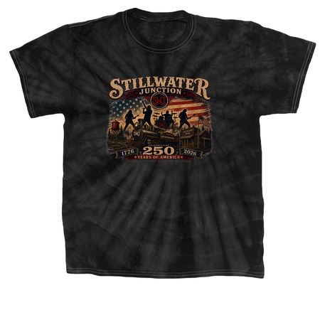 250 Years 4th of July, a Black Classic Tie Dye Tee