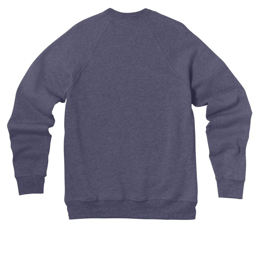 Read a Banned Book, a Heather Navy Premium Raglan Crewneck Sweatshirt (back-view)