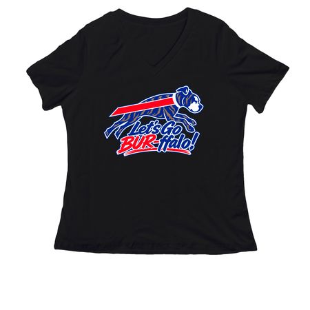 Let's Go BUR-ffalo, a Black Women's Relaxed V-Neck Tee