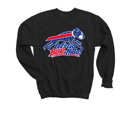 Let's Go BUR-ffalo, a Black Youth Crewneck Sweatshirt