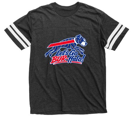 Let's Go BUR-ffalo, a Vintage Smoke / White Football Jersey Tee