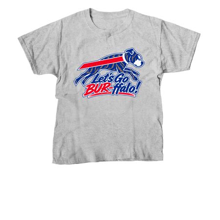 Let's Go BUR-ffalo, a Sport Grey Youth Unisex Tee