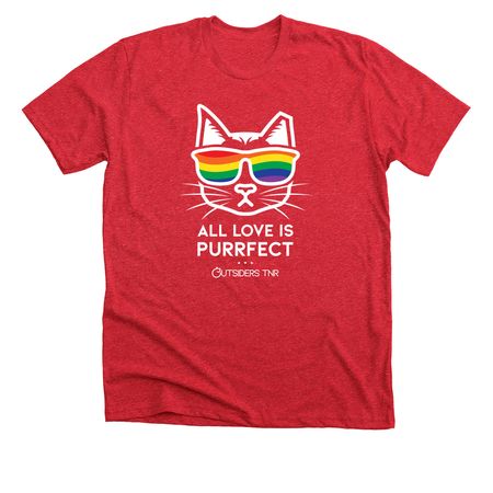 All Love is Purrfect, a Heather Red Premium Unisex Tee