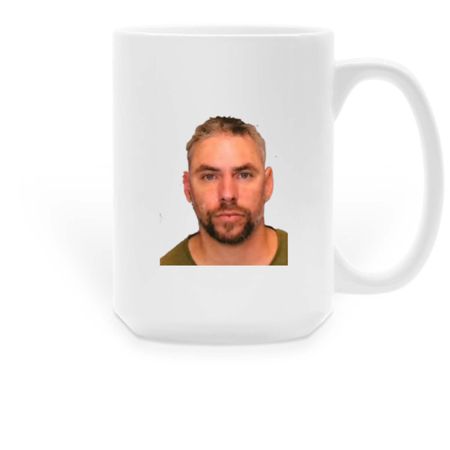 The Glarer Mugshot, a White Large Coffee Mug