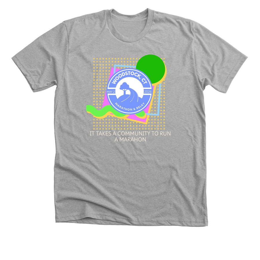 Woodstock CT 80s Marathon T, a Athletic Heather Premium Unisex Tee