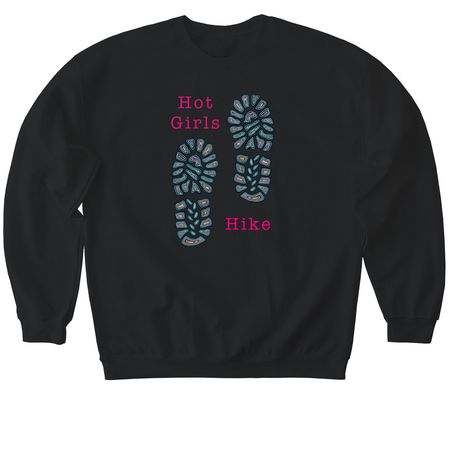 Hiking girls, a Black Softstyle Crewneck Sweatshirt