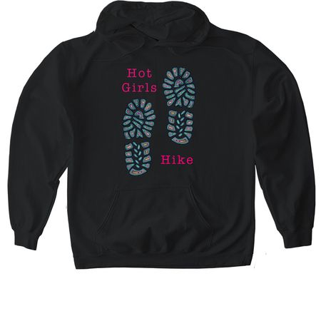 Hiking girls, a Black Gildan Softstyle Pullover Hoodie