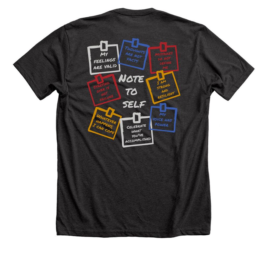 'Note to self' apparel&nbsp;, a Dark Grey Heather Premium Unisex Tee (back-view)