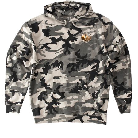 Fields, Feathers & Friendship, a Snow Camo Heavyweight Camo Pullover Hoodie
