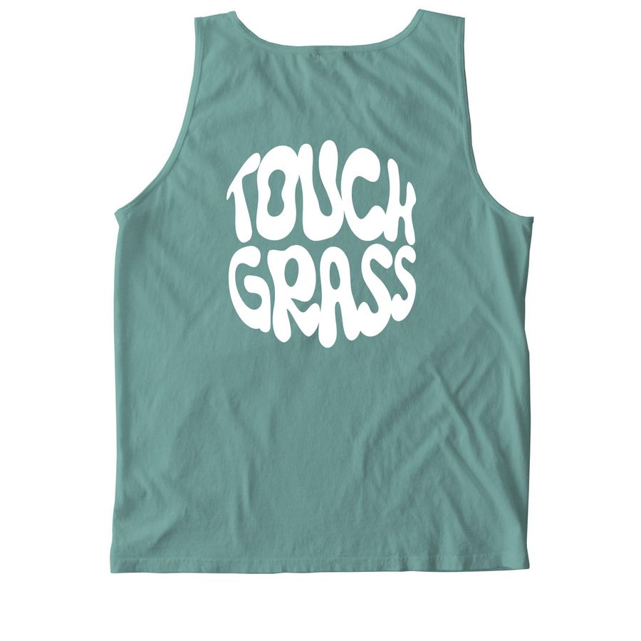 PA Unplugged Touch Grass Tank, a Seafoam Comfort Colors Tank Top (back-view)