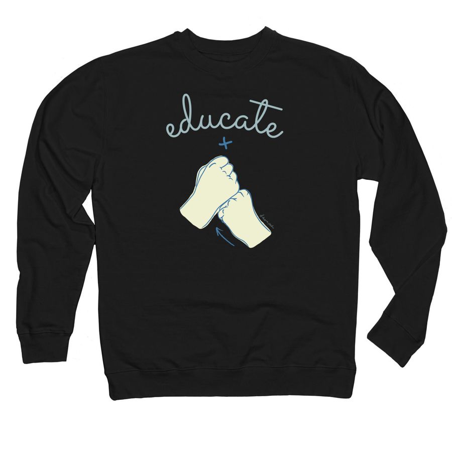 ?Educate and Advocate? ASL (multicolor), a Black Midweight Crewneck Sweatshirt