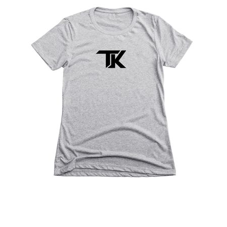 TK Shirts & Sweatshirts (Black Logo), a Dark Heather Grey Women's Slim Fit Tee