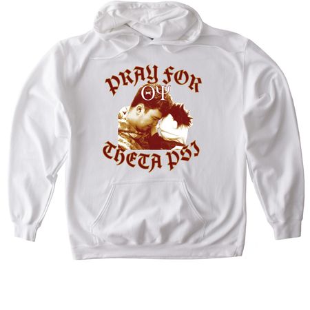 Pray for Theta, a White Gildan Softstyle Pullover Hoodie