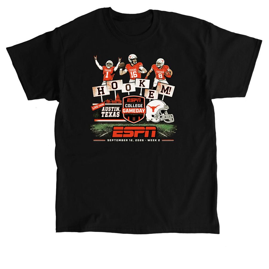 Official Arch Manning Texas Longhorns X ESPN, a Black Classic Unisex Tee
