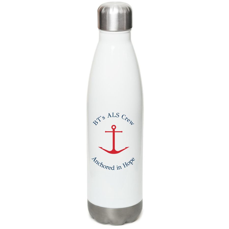 BT's ALS Crew Water Bottle, a White Stainless Steel Water Bottle