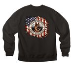 American Flag GSROC, a Black Premium Heavyweight Crewneck Sweatshirt (back-view)