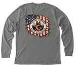 American Flag GSROC, a Deep Heather Premium Long Sleeve Tee (back-view)
