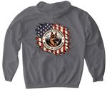 American Flag GSROC, a Charcoal Gildan Softstyle Pullover Hoodie (back-view)