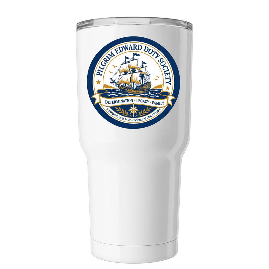 Pilgrim Edward Doty Society Tumbler, a White Insulated Tumbler