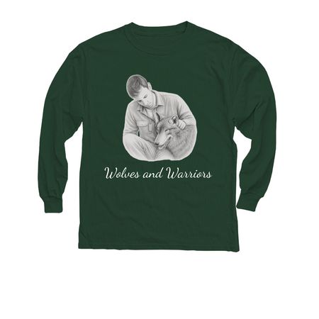 Wolves & Warriors, a Forest Green Youth Long Sleeve Tee