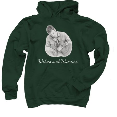 Wolves & Warriors, a Forest Green Pullover Hoodie