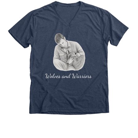 Wolves & Warriors, a Heather Navy Premium V-Neck Tee