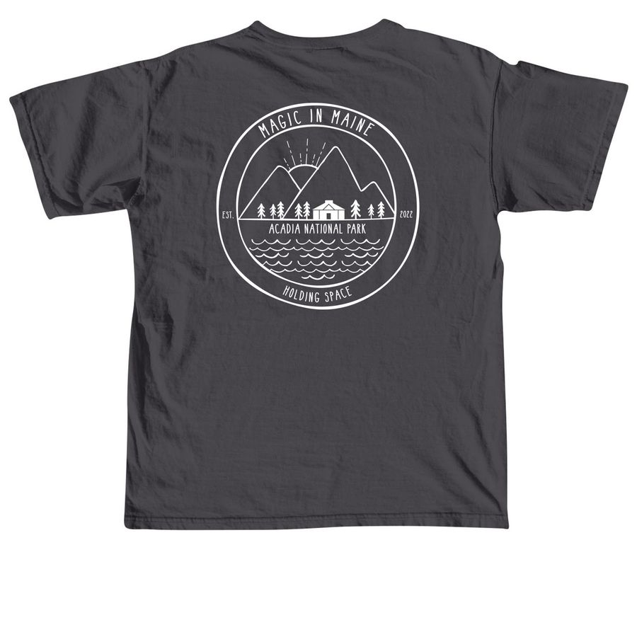 Magic in Maine Retreat, a Graphite Comfort Colors Unisex Tee (back-view)