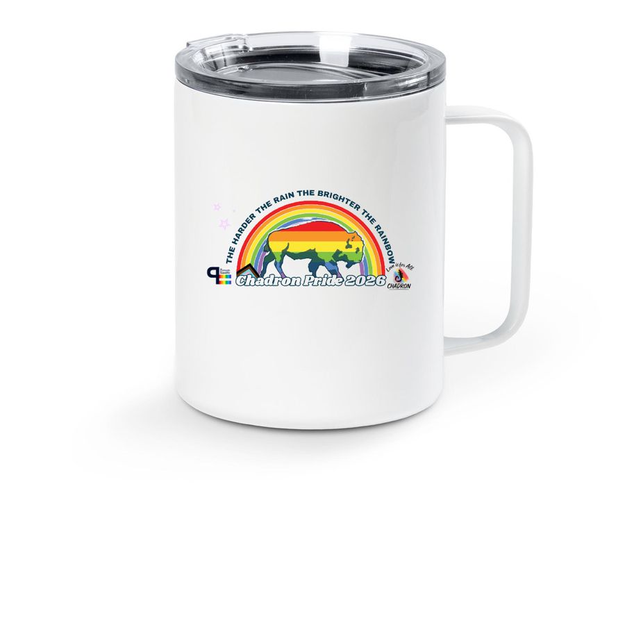 Fundraise for Chadron?s FIRST Pride 2026!, a White Stainless Steel Travel Mug