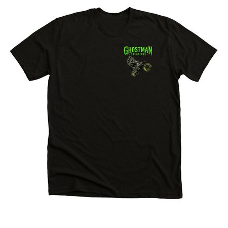 MotoX, a Solid Black Blend Premium Unisex Tee (back-view)