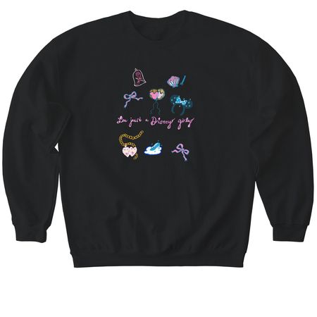 I'm just a Theme-Park Girly, a Black Softstyle Crewneck Sweatshirt