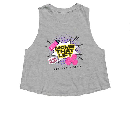 Moms That Lift, a Athletic Heather Women's Cropped Racerback Tank