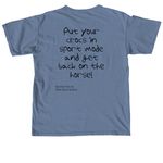 Wisdom T, a Blue Jean Comfort Colors Unisex Tee (back-view)