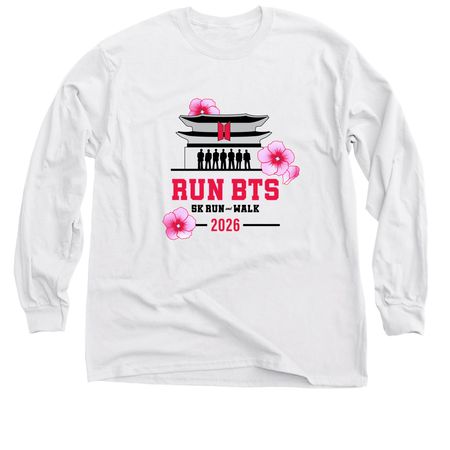 Large outlined logo front, a White Classic Long Sleeve Tee