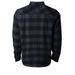 Plaid Button Up, a Charcoal Heather/ Black Unisex Flannel Shirt (back-view)