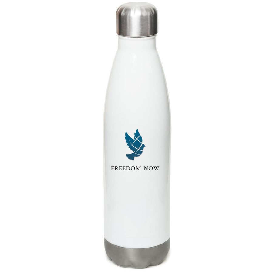 Freedom Now Water Bottle, a White Stainless Steel Water Bottle