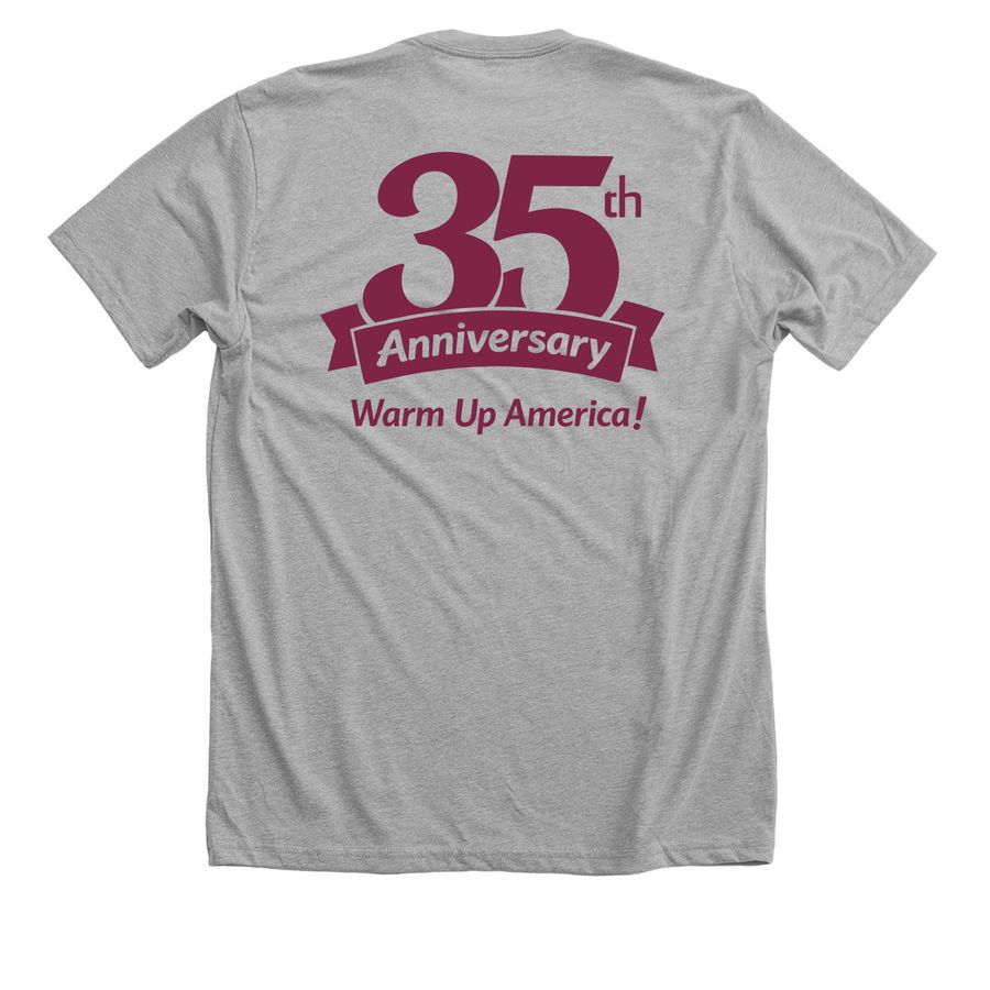 35th anniversary- Maroon, a Athletic Heather Premium Unisex Tee (back-view)
