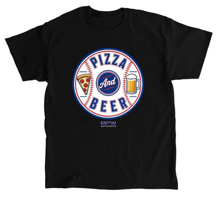 Pizza And Beer Baseball T - Shirt, a Black Classic Unisex Tee