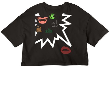 "Just a Girl" Eco Crop Top for Women, a Black Women?s Cropped Cotton Tee (back-view)