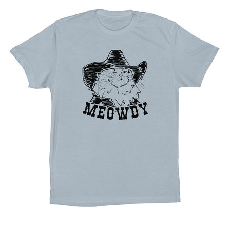Meowdy, a Light Blue Premium Cotton Tee