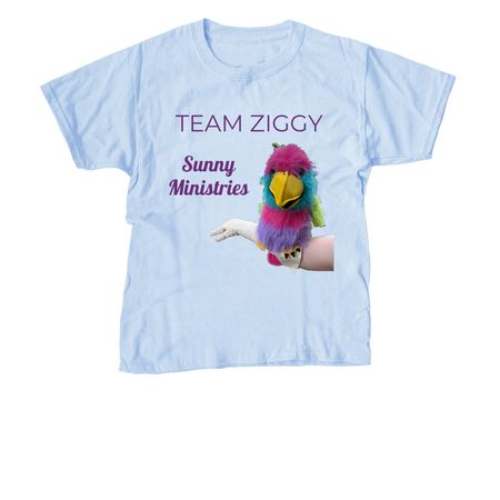 Team Ziggy, a Light Blue Youth Unisex Tee