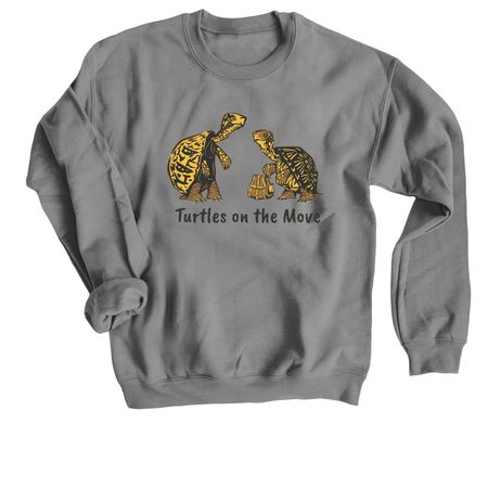 Turtles on the Move, a Charcoal Crewneck Sweatshirt