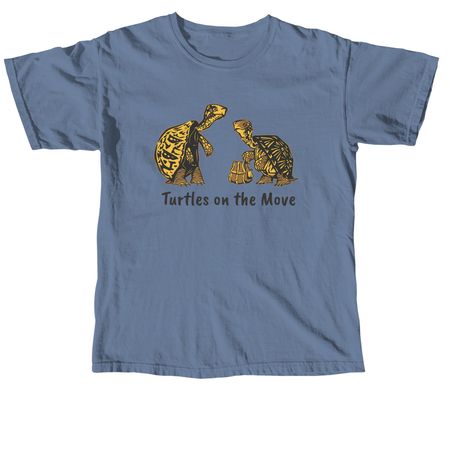 Turtles on the Move, a Blue Jean Comfort Colors Unisex Tee
