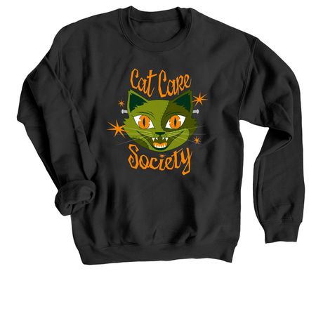 Frankenstein's Cat, a Black Crewneck Sweatshirt