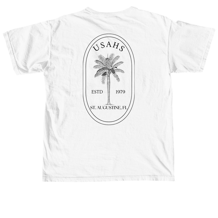 PEDS SIG Palm Tree, a White Comfort Colors Unisex Tee (back-view)