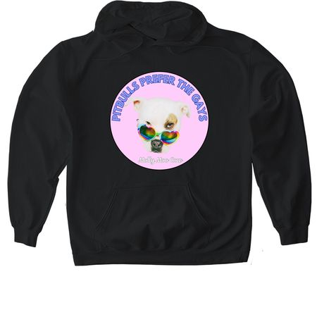 PITBULLS PREFER THE GAYS!, a Black Gildan Softstyle Pullover Hoodie