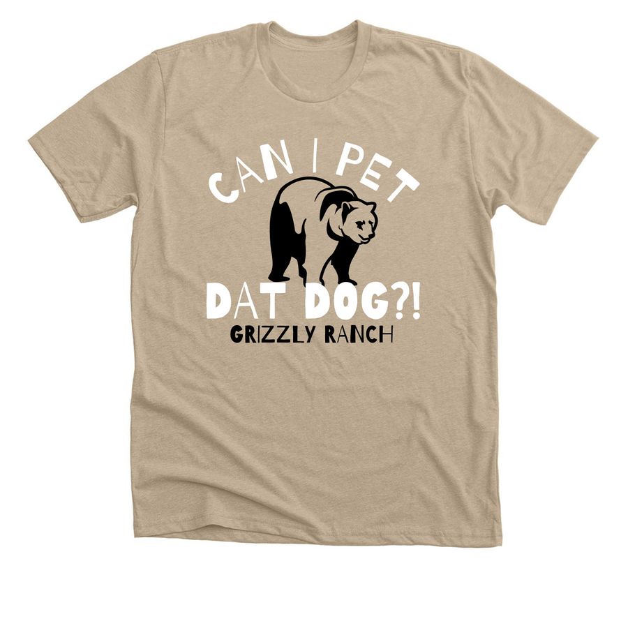 CAN I PET DAT DOG?!, a Heather Tan Premium Unisex Tee